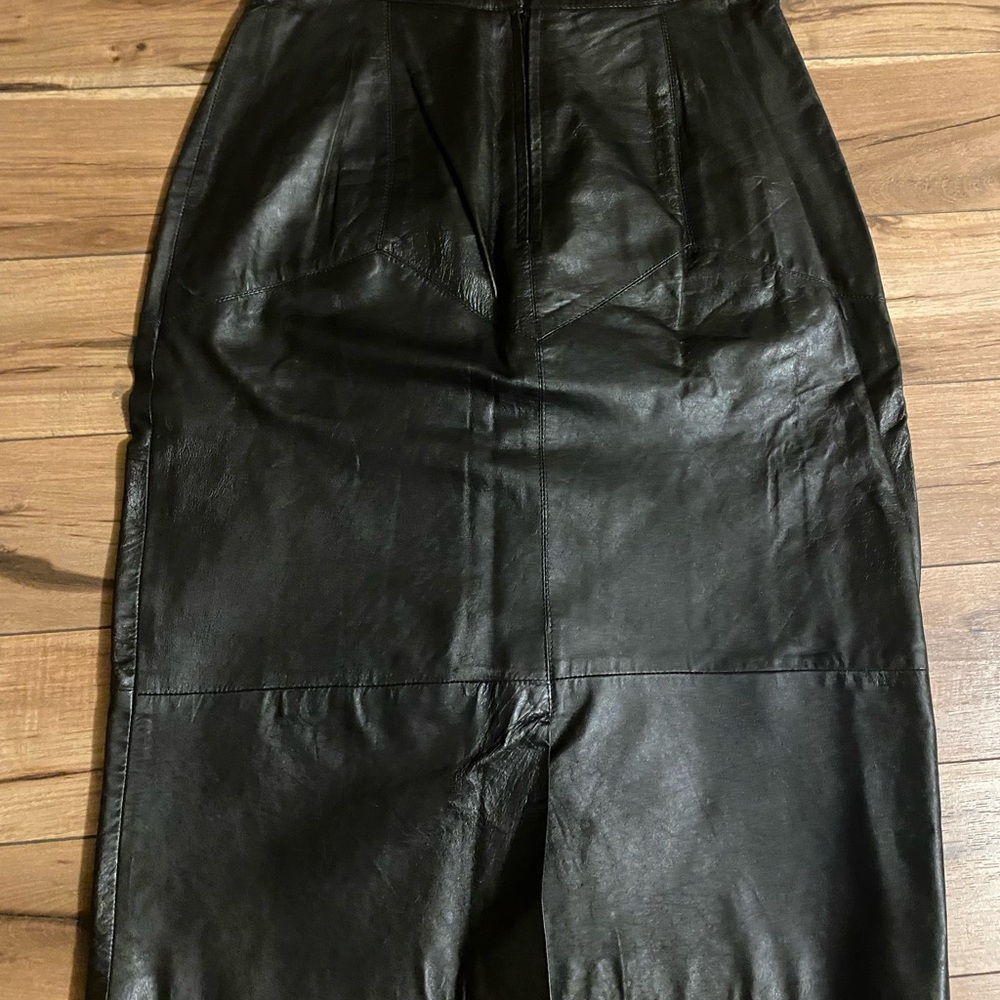 Vintage Black Genuine Leather skirt size 12